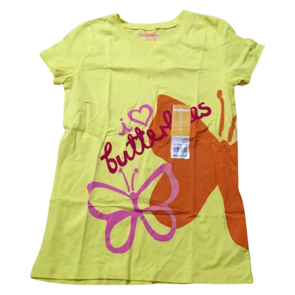OshKosh Girls Originals Graphic Tee Yellow Colorful Soft Cotton Size 8